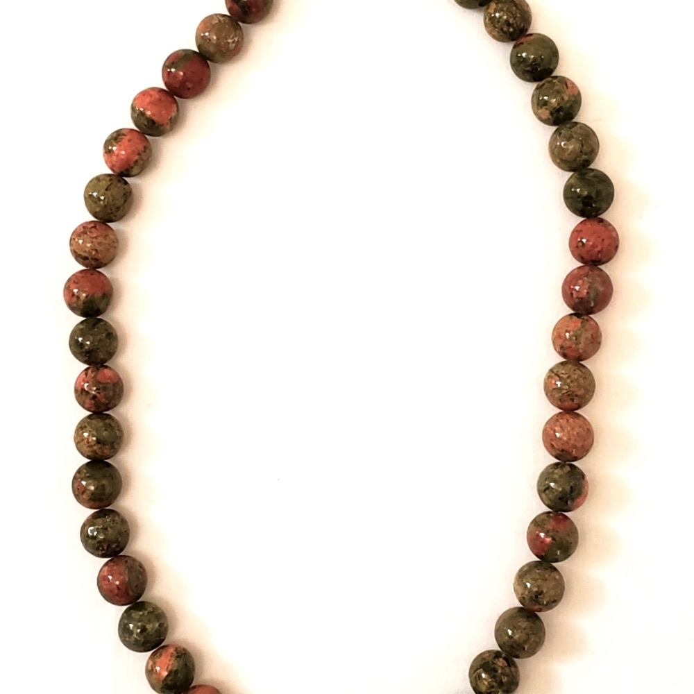 Genuine Unikite necklace with 925 sterling silver clasp
